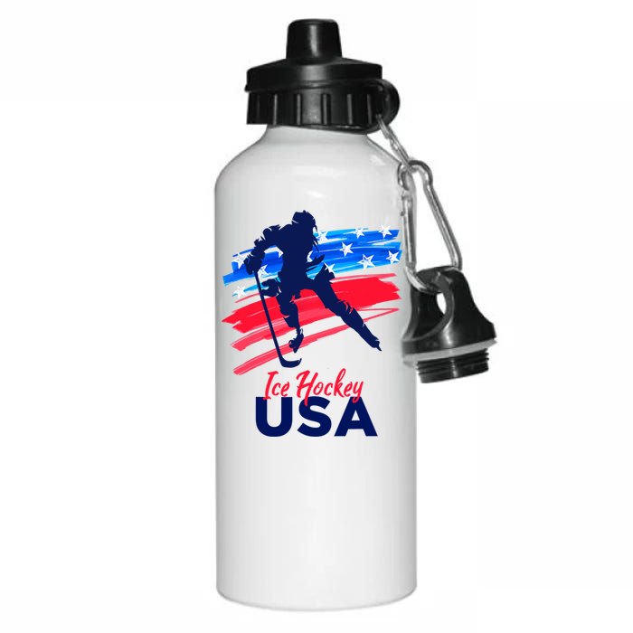 Ice Hockey USA Support The Team USA Flag Hockey Lover Aluminum Water Bottle