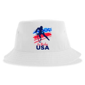 Ice Hockey USA Support The Team USA Flag Hockey Lover Sustainable Bucket Hat