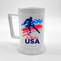 Ice Hockey USA Support The Team USA Flag Hockey Lover Beer Stein