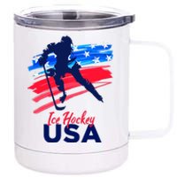 Ice Hockey USA Support The Team USA Flag Hockey Lover 12 oz Stainless Steel Tumbler Cup