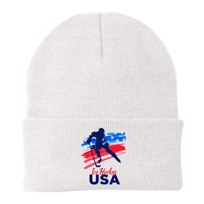 Ice Hockey USA Support The Team USA Flag Hockey Lover Knit Cap Winter Beanie