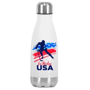 Ice Hockey USA Support The Team USA Flag Hockey Lover Stainless Steel Insulated Water Bottle