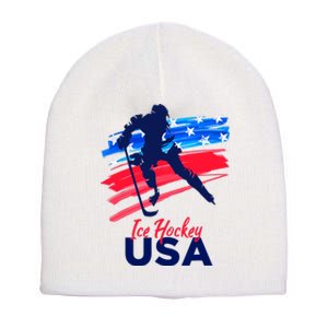 Ice Hockey USA Support The Team USA Flag Hockey Lover Short Acrylic Beanie