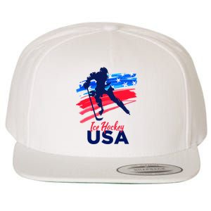 Ice Hockey USA Support The Team USA Flag Hockey Lover Wool Snapback Cap