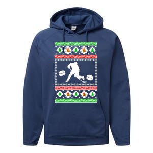 Ice Hockey Ugly Christmas Gift For Son Daughter Funny Gift Performance Fleece Hoodie