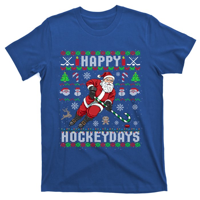 Ice Hockey Ugly Christmas Santa Claus Happy Hockeydays Gift T-Shirt