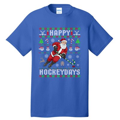 Ice Hockey Ugly Christmas Santa Claus Happy Hockeydays Gift Tall T-Shirt