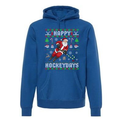 Ice Hockey Ugly Christmas Santa Claus Happy Hockeydays Gift Premium Hoodie