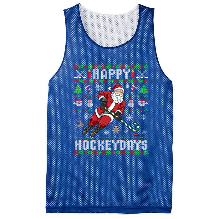 Ice Hockey Ugly Christmas Santa Claus Happy Hockeydays Gift Mesh Reversible Basketball Jersey Tank