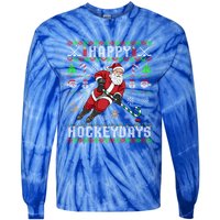 Ice Hockey Ugly Christmas Santa Claus Happy Hockeydays Gift Tie-Dye Long Sleeve Shirt