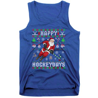 Ice Hockey Ugly Christmas Santa Claus Happy Hockeydays Gift Tank Top