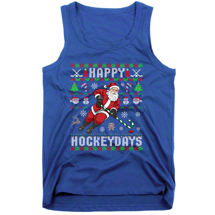 Ice Hockey Ugly Christmas Santa Claus Happy Hockeydays Gift Tank Top