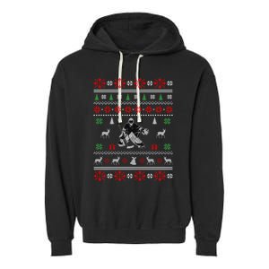 Ice Hockey Ugly Christmas Design Hockey Christmas Gift Cool Gift Garment-Dyed Fleece Hoodie