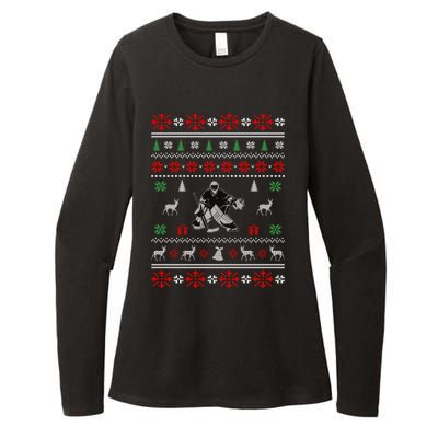 Ice Hockey Ugly Christmas Design Hockey Christmas Gift Cool Gift Womens CVC Long Sleeve Shirt