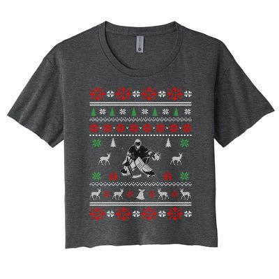 Ice Hockey Ugly Christmas Design Hockey Christmas Gift Cool Gift Women's Crop Top Tee