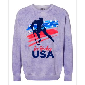 Ice Hockey Usa Support The Team Gift Usa Flag Hockey Lover Meaningful Gift Colorblast Crewneck Sweatshirt