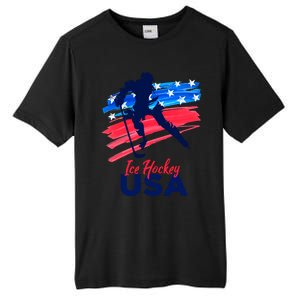 Ice Hockey Usa Support The Team Gift Usa Flag Hockey Lover Meaningful Gift Tall Fusion ChromaSoft Performance T-Shirt