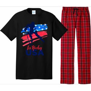 Ice Hockey Usa Support The Team Gift Usa Flag Hockey Lover Meaningful Gift Pajama Set