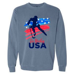 Ice Hockey Usa Support The Team Gift Usa Flag Hockey Lover Meaningful Gift Garment-Dyed Sweatshirt