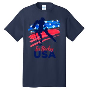 Ice Hockey Usa Support The Team Gift Usa Flag Hockey Lover Meaningful Gift Tall T-Shirt