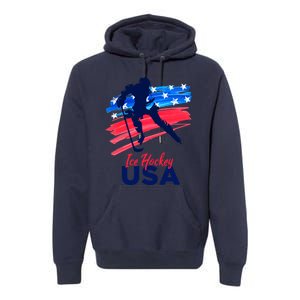 Ice Hockey Usa Support The Team Gift Usa Flag Hockey Lover Meaningful Gift Premium Hoodie