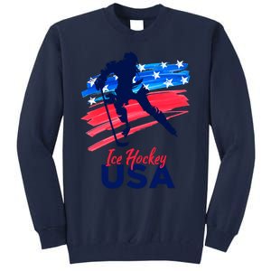 Ice Hockey Usa Support The Team Gift Usa Flag Hockey Lover Meaningful Gift Tall Sweatshirt