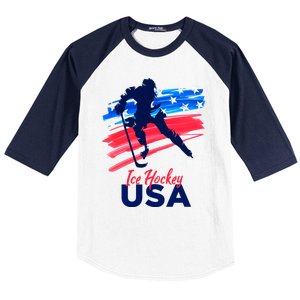 Ice Hockey Usa Support The Team Gift Usa Flag Hockey Lover Meaningful Gift Baseball Sleeve Shirt