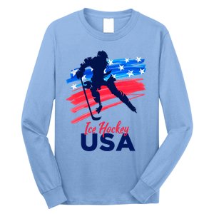 Ice Hockey Usa Support The Team Gift Usa Flag Hockey Lover Meaningful Gift Long Sleeve Shirt