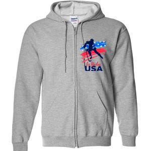 Ice Hockey Usa Support The Team Gift Usa Flag Hockey Lover Meaningful Gift Full Zip Hoodie