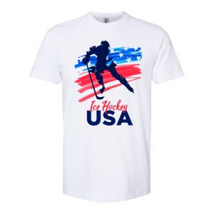 Ice Hockey Usa Support The Team Gift Usa Flag Hockey Lover Meaningful Gift Softstyle CVC T-Shirt