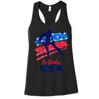 Ice Hockey USA Flag Hockey Lover Women's Racerback Tank