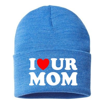 I Heart Ur Mom I Love Your Mom I Love Hot Moms Funny Saying Funny Gift Sustainable Knit Beanie