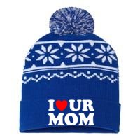 I Heart Ur Mom I Love Your Mom I Love Hot Moms Funny Saying Funny Gift USA-Made Snowflake Beanie