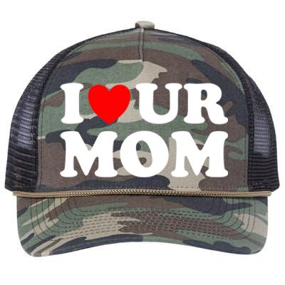 I Heart Ur Mom I Love Your Mom I Love Hot Moms Funny Saying Funny Gift Retro Rope Trucker Hat Cap