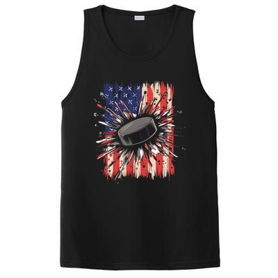 Ice Hockey Usa Flag Sports Fans Patriotic Gift PosiCharge Competitor Tank