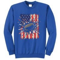 Ice Hockey Usa Flag Sports Fans Patriotic Gift Tall Sweatshirt