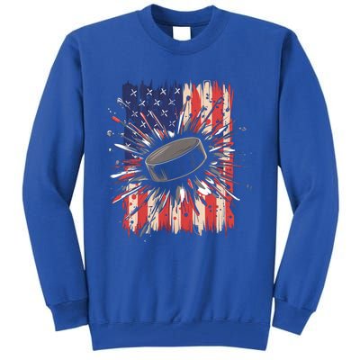 Ice Hockey Usa Flag Sports Fans Patriotic Gift Tall Sweatshirt