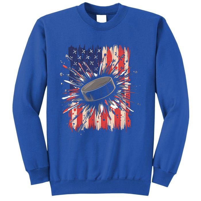 Ice Hockey Usa Flag Sports Fans Patriotic Gift Tall Sweatshirt