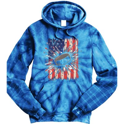 Ice Hockey Usa Flag Sports Fans Patriotic Gift Tie Dye Hoodie