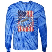 Ice Hockey Usa Flag Sports Fans Patriotic Gift Tie-Dye Long Sleeve Shirt