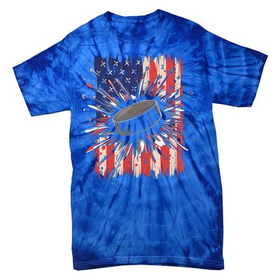 Ice Hockey Usa Flag Sports Fans Patriotic Gift Tie-Dye T-Shirt