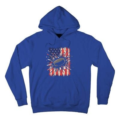 Ice Hockey Usa Flag Sports Fans Patriotic Gift Tall Hoodie