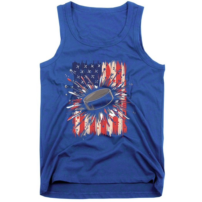 Ice Hockey Usa Flag Sports Fans Patriotic Gift Tank Top