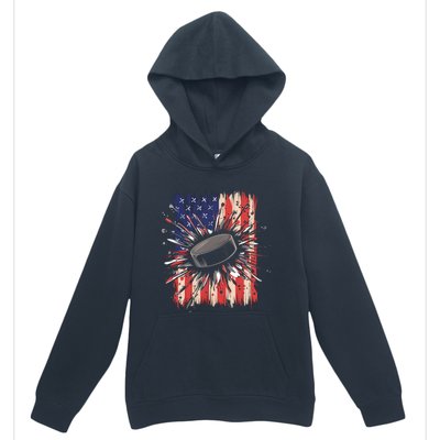 Ice Hockey Usa Flag Sports Fans Patriotic Gift Urban Pullover Hoodie