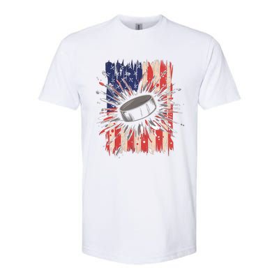 Ice Hockey Usa Flag Sports Fans Patriotic Gift Softstyle CVC T-Shirt