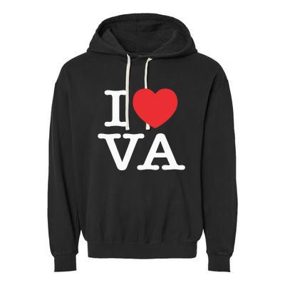 I Heart VA Love Virginia Garment-Dyed Fleece Hoodie