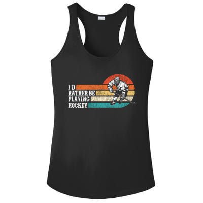 Ice Hockey Vintage Retro ID Rather Be Playing Ice Hockey Great Gift Ladies PosiCharge Competitor Racerback Tank