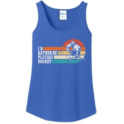 Ice Hockey Vintage Retro ID Rather Be Playing Ice Hockey Great Gift Ladies Essential Tank