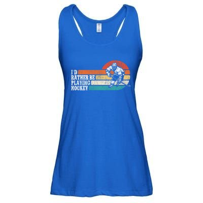 Ice Hockey Vintage Retro ID Rather Be Playing Ice Hockey Great Gift Ladies Essential Flowy Tank