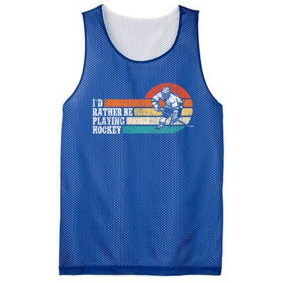 Ice Hockey Vintage Retro ID Rather Be Playing Ice Hockey Great Gift Mesh Reversible Basketball Jersey Tank